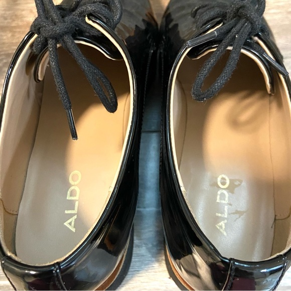 ALDO Louirede Black Women Oxford Shoes Lace-Up  1.25 Platform Wedge Heel - Picture 7 of 13